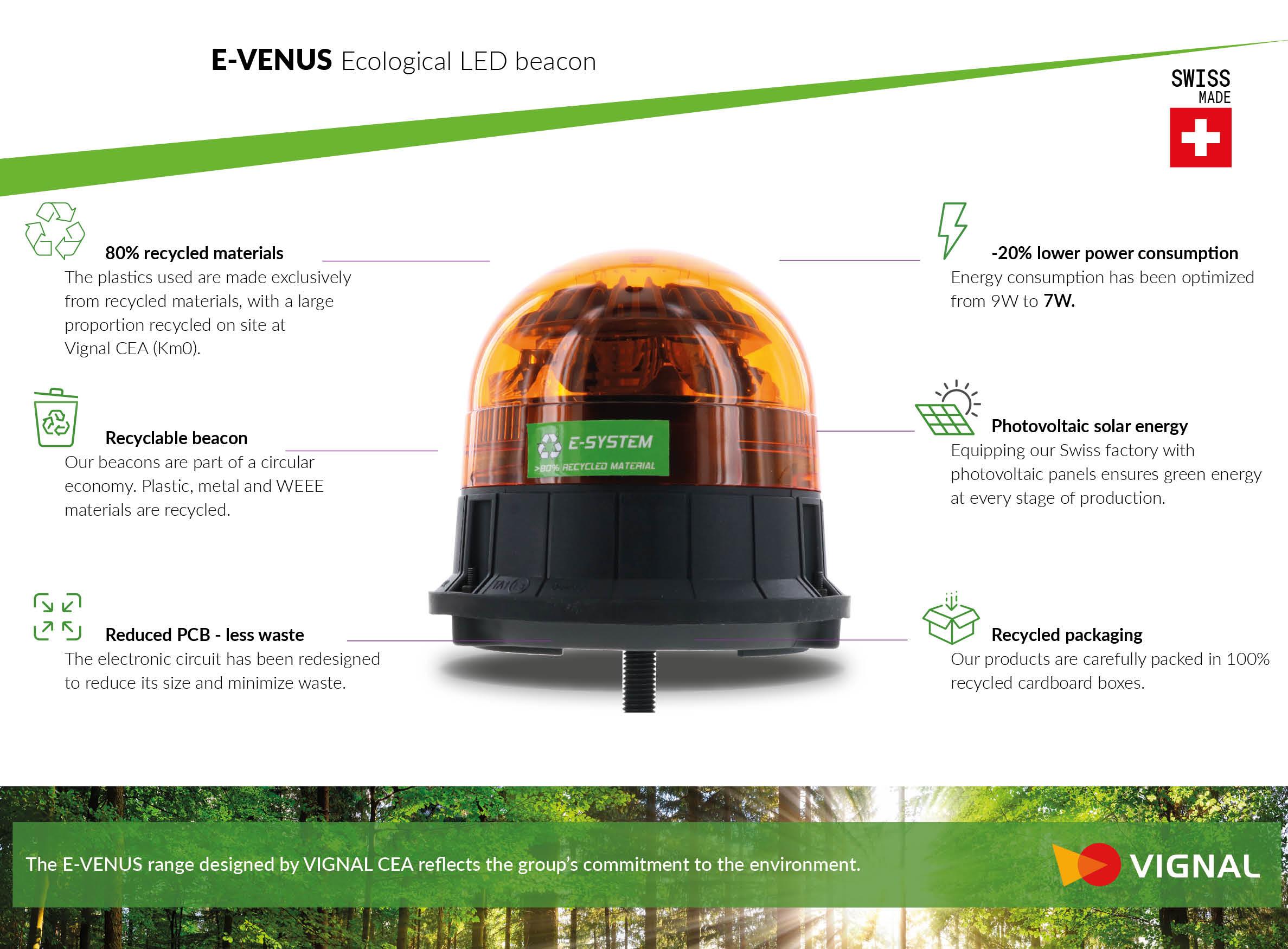 Girofaro LED ecologico da avvitare, lampeggiante, ambra - 1 viti